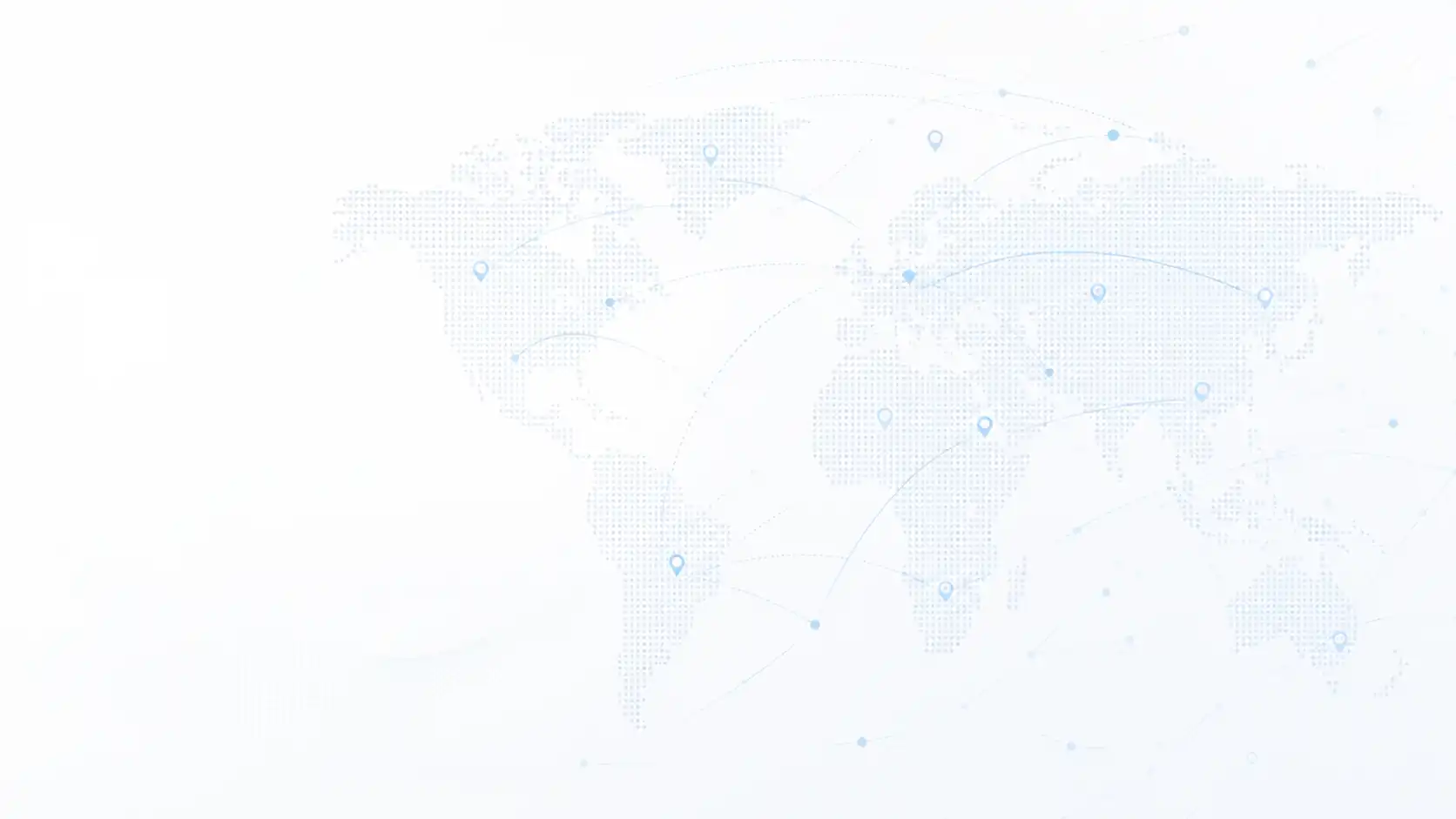 Абстрактная светлая географическая карта мира с логистическими маршрутами и точками в голубых тонах для фона сайта ООО «ИТТ»